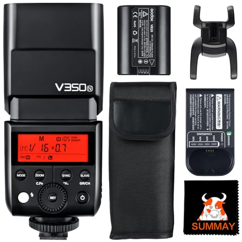 GODOX V350N TTL Flash 1/8000s High Speed Sync Camera Flash With Rechargeable Battery 500 Times Full Power Flash for D500 D3100 D3200 D3300 D3400 D5300 D5600 D7100 D7200 D7500 (V350-N)