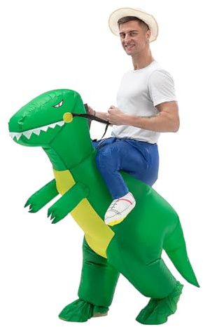 IRETG Dinosaurier Aufblasbares Kostüm Erwachsene Lustige Aufblasbare Dinosaurier Kostüme Halloween Verkleidung für Lehrer Schulparty