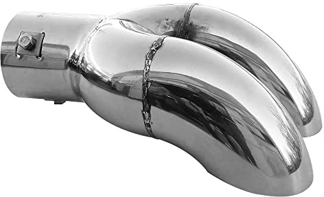 Double Twin Exhaust Tip Tailpipe Stainless Steel Exhaust Trim Chrome Universal
