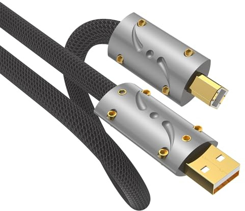 Viborg HiFi USB Kabel 1.8m USB 2.0 Typ A nach B Kabel Versilbertes OFC (Sauerstoff freies Kupfer) Audiokabel HiFi für DAC HIFI-Geräte USB High-End Audiokabel