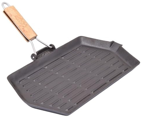 Bistecchiera Piastra griglia per arrostire Barbecue in ghisa per a induzione fornelli da Cucina gas-35x21 cm