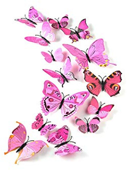 12 Stück 3D Abnehmbare Magnete Schmetterlinge Deko Butterfly Wandsticker für Heimwerker, Babyzimmer, Büro, Party und Geburtstag Dekoration