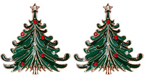 TENDYCOCO 2 Stück Vintage Weihnachtsbaum Brosche Strass eingelegte Brosche für Weihnachten Winter Party (XZ80)
