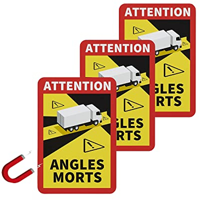 3x Magnetschild Toter Winkel/Angles Morts Warnung Hinweisschild Wohnmobil LKW