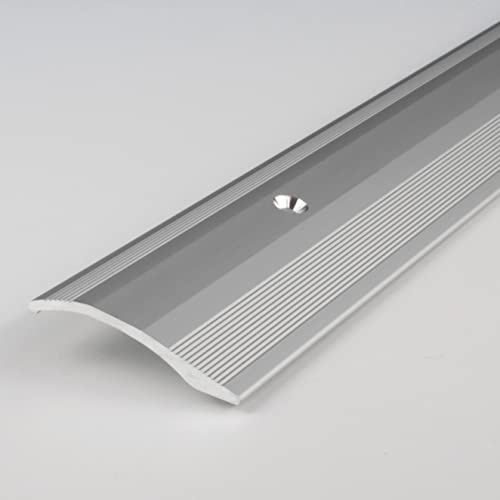 PROVISTON | Ausgleichsprofil | Aluminium eloxiert | Silber | Breite 40 mm | Höhe 5 mm | Länge 1000 mm | Selbstklebend | Anpassungsprofil | Übergangsprofil | Bodenprofil | Metallprofil | 1 Stück