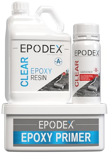 EPODEX Epoxidharz Set für Tischplatten, Arbeitsplatten & Oberflächen | Epoxy Resin in verschiedenen Farben und Mustern | Resin Gießharz Set für Beton, Estrich, Holz und mehr