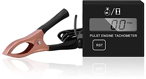 Aicharynic Tacómetro Digital Inductivo Pequeño - Velocímetro de Motor Impermeable Con Contador de Horas Para Motosierras, Cortadoras de Césped y Motocicletas