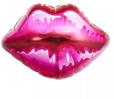 Folienballon Lippen, pink rot, ca. 65,5 x 64,5 cm - Party Luftballon Deko Dekoration JGA Helium Heliumballon XXL Ballon Geburtstag Ladys Girls Ballon Lippe Mund Liebe Valentinstag rosa pink