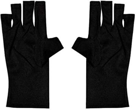 Guantes anti-UV Sunblock UV Guantes sin dedos para lámpara de uñas de gel 1 par de guantes de manicura de gel negro guantes sin dedos para arte de uñas UV guante para lámpara de uñas