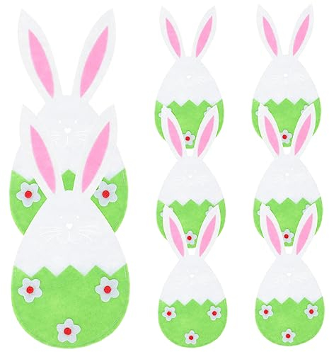 HEMOTON 8 Piezas Cubiertos De Pascua Porta Cubiertos Para Mesa Manga De Cubiertos Porta Cubiertos De Fieltro Conejito Fiesta De Cena Tela No Tejida Vajilla Cabeza De Conejo