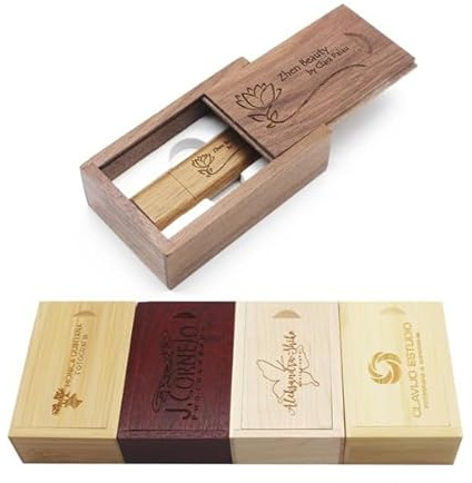 Personalisierte USB-Stick + Geschenkbox aus Holz massiv mit Gravur Wunschtext Herz Liebe Hochzeit Wunschgravur Speicherstick Flash Drive 32/64/128 GB 3.0 Geschenkidee individuell (Rosenholz, 32GB 3.0)