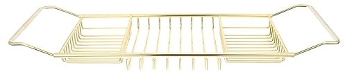Mensola Estensibile Per Vasca Da Bagno in Acciaio Inox, Vassoio Regolabile Portaoggetti, Dorato, Per Accessori Bagno E Relax