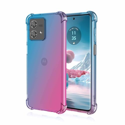 WBWONE TPU Degradado Funda para Motorla Moto Edge 40 Neo, Carcasa Protectora Antigolpes Suave TPU Silicona Caso Anti-Choques Resistente a los Arañazos Cover (Blue Pink)