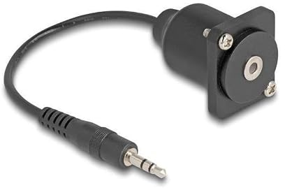DeLOCK D-Typ Kabel 3,5 mm 3 Pin Klinkenstecker zu Buchse schwarz 20 cm