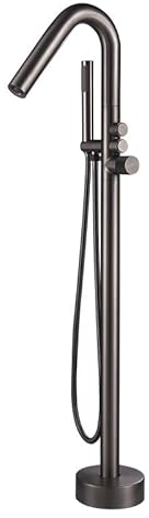 BiaoTeng Standarmatur Freistehende Badewanne grau Einhebelmischer Messing Freistehende Wannenarmatur, Badewannenarmatur Bodenmontage, grau