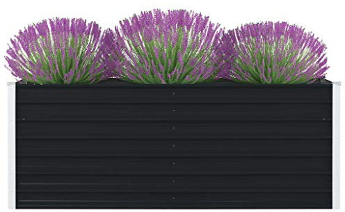 CIADAZ Hochbeet, Pflanzkübel, Kräuterbeet, Hochbeete-kit, Schneckenzaun, Pflanztrog, Pflanzgefäße, Pflanzfolie Für Hochbeet,Teichbecken, 160 x 80 x 45 cm Verzinkter Stahl Anthrazit