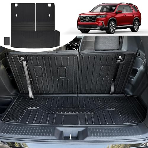 HOUCLEMIC Cargo Mat for Honda Pilot 2023-2025 2026, All Weather TPE Cargo Liner with Backrest Mat Interior Protection for Honda Pilot TrailSport Touring Elite EXL Black Edition Accessories