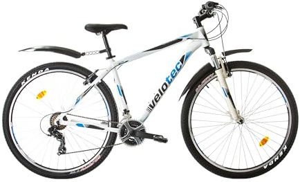 Multibrand Distribution Probike PRO 29 Zoll Fahrrad Mountainbike 21 Gang, Herren, Damen geeignet ab 175-190 cm (Weiß Blau)