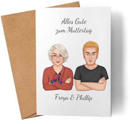 Kiddle-Design Mama Sohn Karte Personalisiert mit Spruch | Geschenk Muttertag & Geburtstag für Beste Mama der Welt | Muttertagskarte Geburtstagskarte Mutter