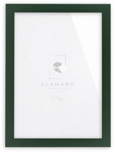 CLAMARO Bilderrahmen Collage, eckig, MDF Holz, Dunkelgrün, 59,4 x 84,1 cm | Handgefertigt in Deutschland, Profilbreite 30 mm, inkl. Rückwand und Zackenaufhänger, für Hoch- und Querformat, Acrylglas