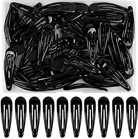 Dokeno 50PCS Forcina per ragazza, Clip Per Capelli a Scatto in Metallo, Nero Fermagli per Capelli con Scatola, 5cm Forcine capelli donna,mollette capelli don,Mini Fermagli per Capelli Tinta Unita