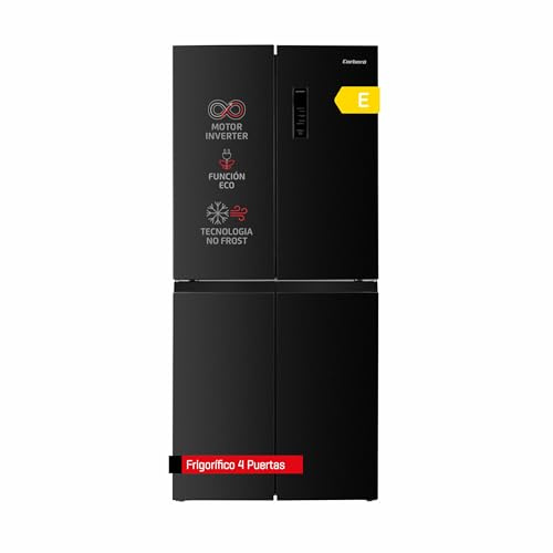 Corbero - Frigorífico 4 Puertas | CF4PH7823NFDXMAD | 466L | 180cm | Inverter | No Frost | Display | Luz LED | Fresh Box | Cajón Crisper | 3 Botelleros | Función Vacaciones y Eco | Dark Inox