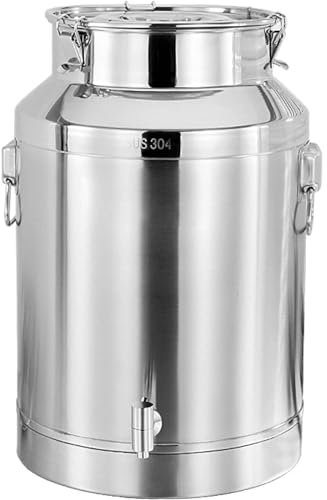 N/A 304 Stainless Steel Milk Transport Cans, Milk Churn Pot Wine Pail Bucket Barrel Tea Canister Dairy Pot, with Sealed Lid, for Liquid Container Storage,48L