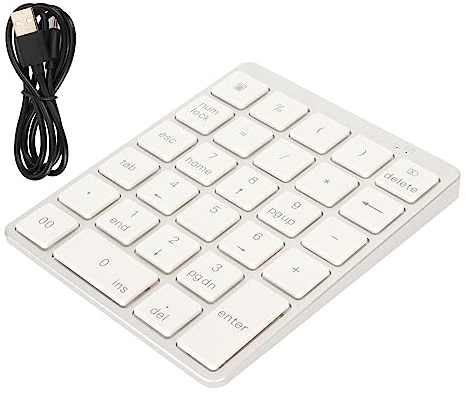 GOWENIC Teclado Numérico, Teclado Numérico con Cable Recargable USB para Casi Cualquier Computadora con USB, Mini Teclado Numérico Impermeable de 28 Teclas para iOS, Android,