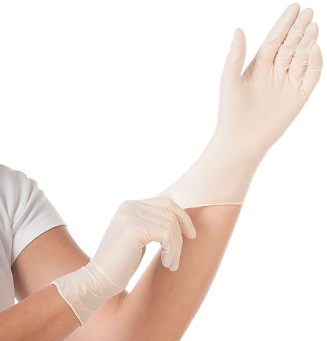 FRANZ MENSCH 1000 Stück Hygostar Latexhandschuhe Grip | puderfrei, weiß, 10/XL, L: 24cm, Karton, Latexhandschuhe, Einmalhandschuhe, Einweghandschuhe