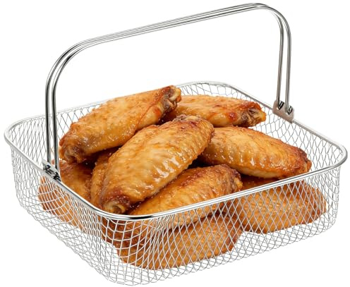 Ciieeo Panier De Friteuse À Air Carré En Acier Inoxydable Avec Poignée Accessoire Pour Cuisson Saine Et Frite De Poulet Snacks