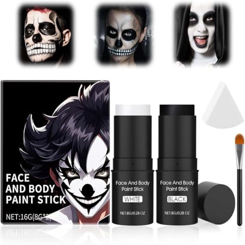 Gesicht Körper Farbe Stick, Hochpigmentierter ungiftiger Gesichtsschminkstift auf Ölbasis für Halloween Kostüm Cosplay Partys SFX Makeup Special Effects (#A Satz)
