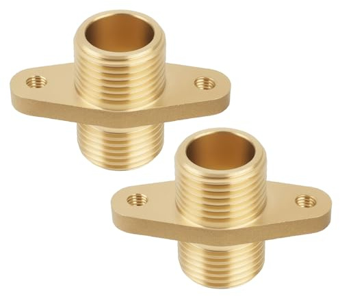 Be In Your Mind 2 Pezzi 1/2 Pollice Doppia Filettatura Esterna Con Giunto Ad Orecchio Giunto Flangiato In Ottone Per Il Collegamento Di Accessori Per Kit Di Giunti Di Estensione Per Tubi In Rame