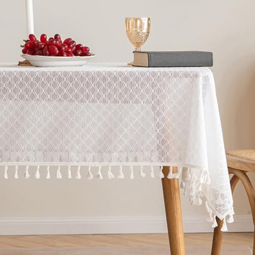 Anevous Spitze Tischdecke, Vintage Spitzendeckchen, Häkelspitze Tischtuch, Polyester Tischdecken, Deckchen Tischdekoration für Hochzeit, Party, Geburtstagspartys, Esszimmertisch,Weiß 60x60cm