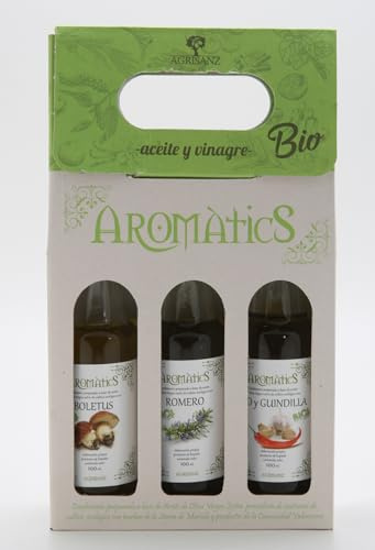 AGRISANZ- Set de Aceites de Oliva Virgen Extra, 3 Sabores,olive oil,condimentados a base de productos naturales,pack regalo/degustación. (boletus)