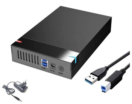 Puleuroy Estuche para Disco Duro A USB 3.0 de 3,5 Pulgadas: Carcasa para Disco Duro Externo, Transferencia de Datos, Caja para Disco Duro para PC y Portátil, Enchufe UE