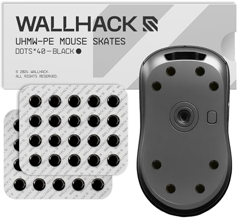 Wallhack Patins UHMW-PE Dot | Patins universels Gaming pour Souris | Glisse Ultra-Fluide sur Tapis Tissu & Verre | Contrôle et Vitesse Personnalisables | Application Rapide & Simple | Noir 7x7mm