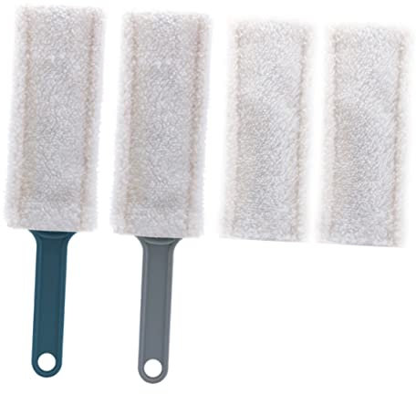 Vaguelly Cepillo Reutilizable Para Polvo Con Paños Lavables Duster Multifuncional Para Limpieza De Ranuras Coches y Hogar Incluye Azul y Gris Para Eliminar Polvo Persianas y Muebles
