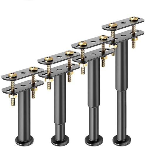Lot de 4 Pieds de Lit Réglables en Hauteur, Adaptés aux Cadres de Lit d'une hauteur 18-32cm, aux Lattes Centrales de Lit et aux Pieds de Support de Meubles, remplacement de meubles réglables meubles