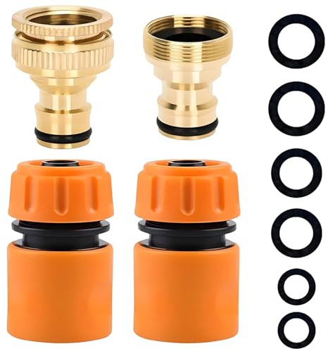 Kit de Conectores para Manguera, Empalme Rápido de 1/2 y Adaptador Reductor para Grifo de 3/4, Acoplamiento Rápido para Jardín, Conectores Universales para Grifo Mezclador