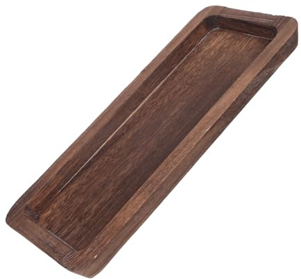 Zerodeko Rustic Long Wooden Tray for Candle Centerpiece Narrow Rectangle Serving Platter for Coffee Tables Dining Kitchen Counters Easy to Clean Farmhouse Decor