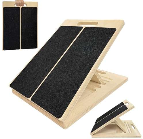 Laaorr Slant Board, Adjustable Wooden Calf Stretcher Heavy Duty Incline Stretch Board for Stretching and Squatting Professional Calf Stretch Board for Home, Gym, Outdoor Exercise Balance Board