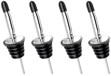 4PCS Bottle Pourers for Spirits - Stainless Steel Speed Pourers - Freeflow Spirit Speed Pourer with Tapered Spout for Oil Olive Oil Wine Liquor Bottles