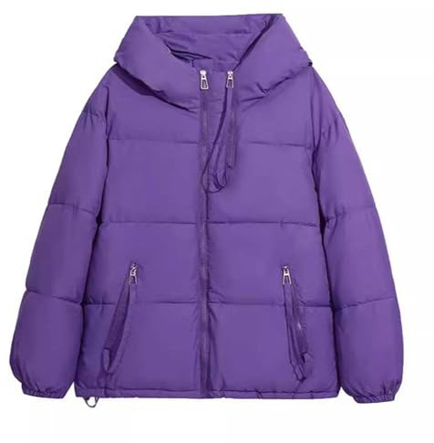 Generisch Chaqueta de invierno para mujer, corta, elegante, cálida y cálida, protección contra el clima frío, chaqueta de entretiempo, ropa de ocio de moda, actividades al aire libre, Color morado