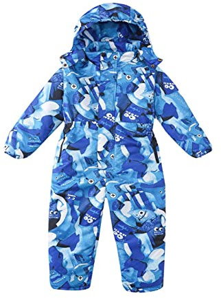 Combinaison de Ski Enfant Garçon Fille Doudoune à Capuche Zippé Imperméable Combinaison Pluie Enfants Ado Cadeau Noel Ensembles de Neige Veste en Duvet Hiver Chaud Tenue Plein Air pour 3-9 Ans