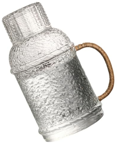 BAZEITFLOW Jarra de Agua Grande Capacidad Vidrio Resistente Alta Temperatura con Tapa para Hogar y Oficina Elegante y Duradera