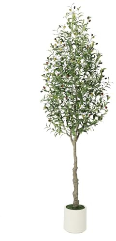 Garvee Olivier Artificielle Réalistes, Plante Artificielle Faux Olivier avec Olives Branche & Feuillage, Arbre Artificiel Décoration pour Bureau, Salon, Jardin