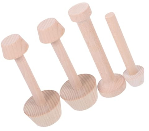 OKUMEYR 4 Moldes de Madera para Tartaletas Pequeñas y Muffins, Doble Cara, Tamaño Mediano y Pequeño, Herramientas para Hornear Repostería Casera en Fiestas y Eventos