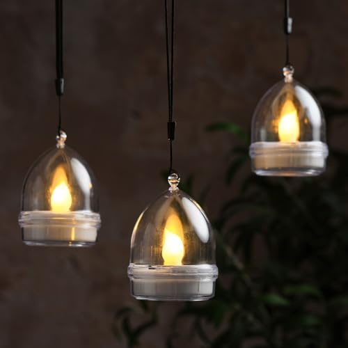 Lights4fun 3er-Set Solarlampen aus Glas zum Aufhängen | Solarbetrieb Sonnenenergie Solarlampe | warmweiße | LEDs Frühling & Sommer Dekoration für Außen Balkon Garten Terrasse | H 8,7 cm x Ø 5,9 cm