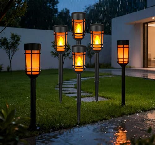 SONNENKERZE® Solar Gartenleuchten „Flame“ 4er Set – LED Flammenlicht Effekt – Solarleuchte Außen wasserdicht – Gartenbeleuchtung ohne Strom – automatische Dämmerungsschaltung