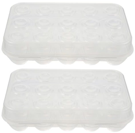 BESTYASH Plateaux à Œufs 2Pcs 15 Emplacements en Plastique avec Couvercle Boîte de Stockage Sécurisée pour Réfrigérateur et Comptoir Cuisine